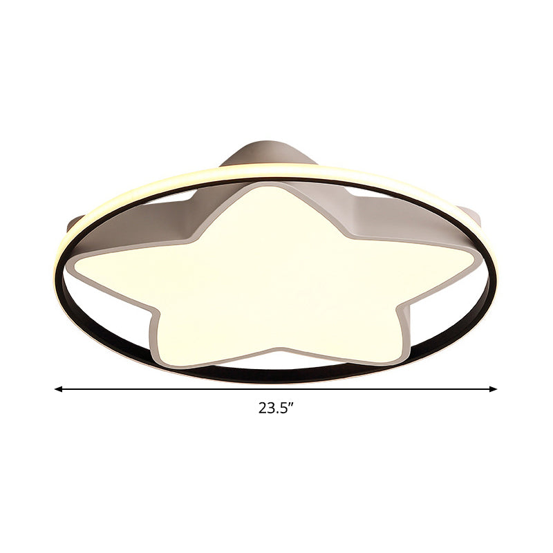 Contemporary Metal Five - Pointed Star Ceiling Light In Black & White - 19.5’/23.5’ Wide Led