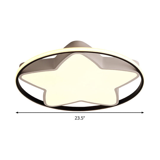 Contemporary Metal Five - Pointed Star Ceiling Light In Black & White - 19.5’/23.5’ Wide Led