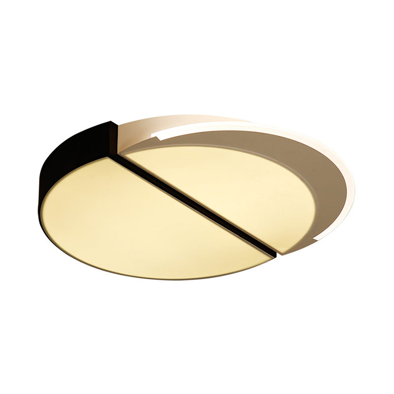 Modern Metal Led Flush Mount Ceiling Light In Black-White 16/19.5 Wide