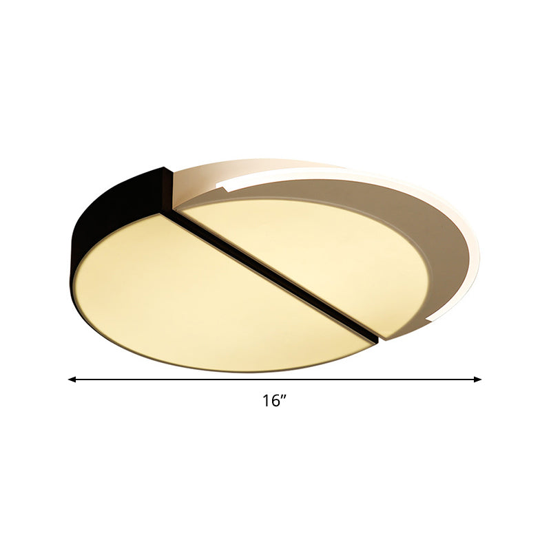 Modern Metal Led Flush Mount Ceiling Light In Black-White 16/19.5 Wide