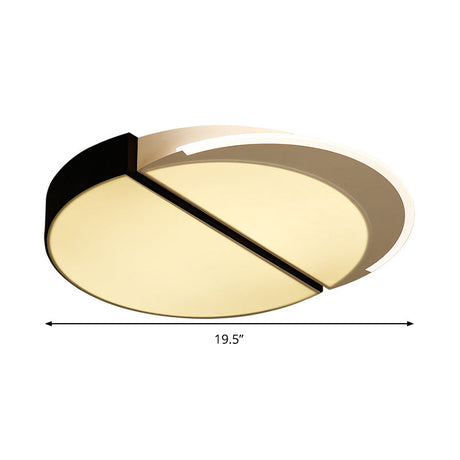Modern Metal Led Flush Mount Ceiling Light In Black-White 16/19.5 Wide