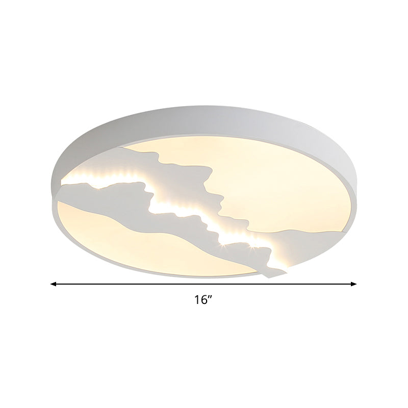 Mountain View Flush Mount Light: Modern Gray/White Metal 16’/19.5’ Led Ceiling Fixture With