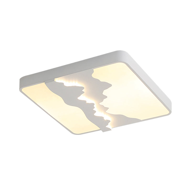 Modern Gray/White Metal Led Flush Mount Ceiling Lamp - 16’/19.5’ Wide Warm/White Light