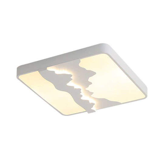 Modern Gray/White Metal Led Flush Mount Ceiling Lamp - 16’/19.5’ Wide Warm/White Light