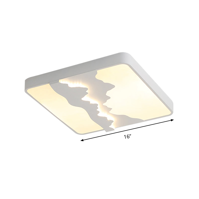 Modern Gray/White Metal Led Flush Mount Ceiling Lamp - 16’/19.5’ Wide Warm/White Light