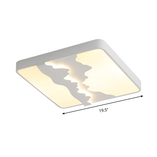 Modern Gray/White Metal Led Flush Mount Ceiling Lamp - 16’/19.5’ Wide Warm/White Light