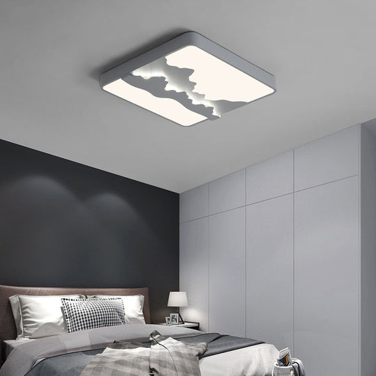 Modern Gray/White Metal Led Flush Mount Ceiling Lamp - 16’/19.5’ Wide Warm/White Light Grey /