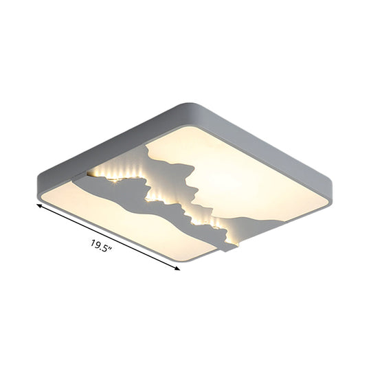 Modern Gray/White Metal Led Flush Mount Ceiling Lamp - 16’/19.5’ Wide Warm/White Light