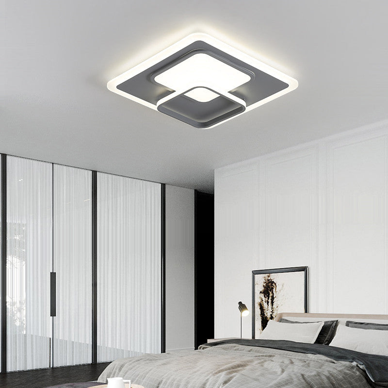 16’/19.5’ Square Ceiling Mount Light: Contemporary Acrylic Gray Led Flush Warm/White Light Grey
