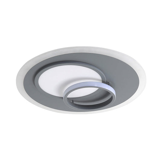 Contemporary Acrylic Round Flush Mount Lamp - Gray 16/19.5 Wide Led Ceiling Fixture With Warm/White