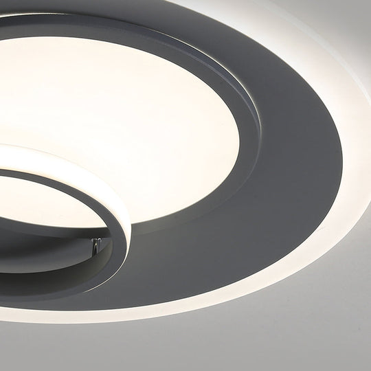 Contemporary Acrylic Round Flush Mount Lamp - Gray 16/19.5 Wide Led Ceiling Fixture With Warm/White