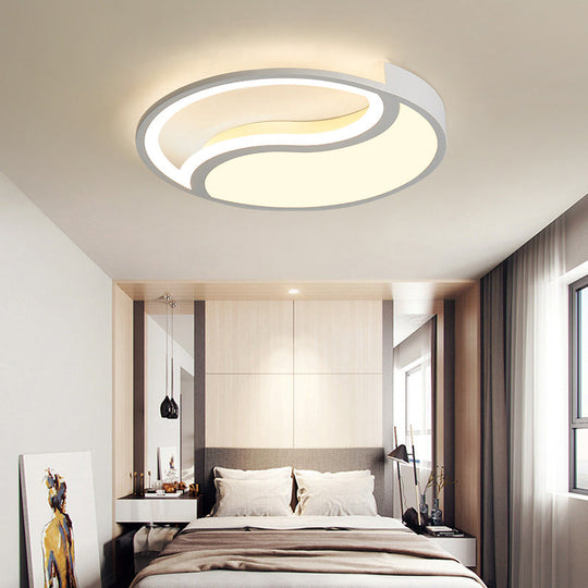 Minimalist Circle Led Ceiling Light - White Acrylic Warm/White/3 Color Options 16’/19.5’ Wide /