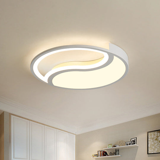 Minimalist Circle Led Ceiling Light - White Acrylic Warm/White/3 Color Options 16’/19.5’ Wide