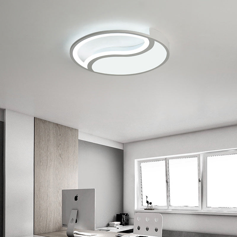 Minimalist Circle Led Ceiling Light - White Acrylic Warm/White/3 Color Options 16/19.5 Wide / 16