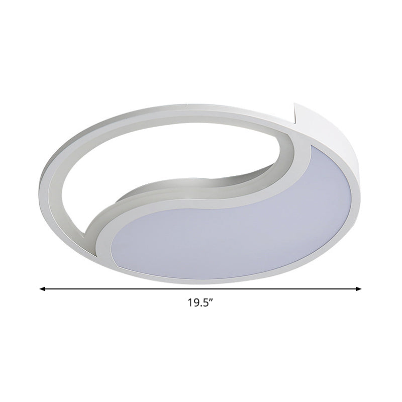 Minimalist Circle Led Ceiling Light - White Acrylic Warm/White/3 Color Options 16’/19.5’ Wide