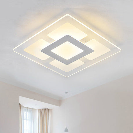 16.5’/20.5’ Wide Acrylic Square Ceiling Mounted Light - Modern Simple Style White Led Flush