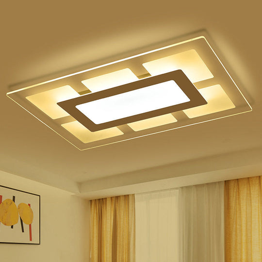 Modern White Rectangle Ceiling Light - Acrylic Led Flush Mount Warm/White (23.5/35.5 Wide)