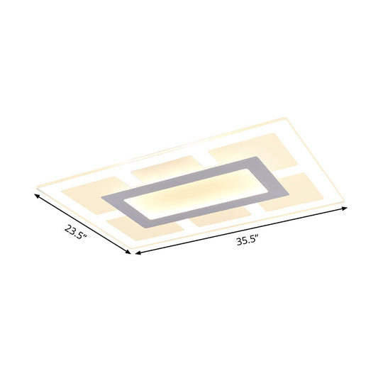 Modern White Rectangle Ceiling Light - Acrylic Led Flush Mount Warm/White (23.5/35.5 Wide)