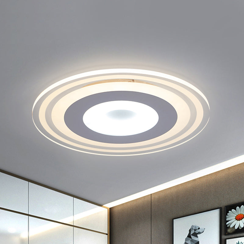 Simple Style Led Flush Mount Fixture In White With Acrylic Shade Circle Design 3 Color Light Options