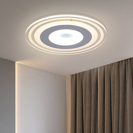 Simple Style Led Flush Mount Fixture In White With Acrylic Shade Circle Design 3 Color Light Options