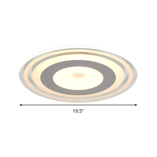 Simple Style Led Flush Mount Fixture In White With Acrylic Shade Circle Design 3 Color Light