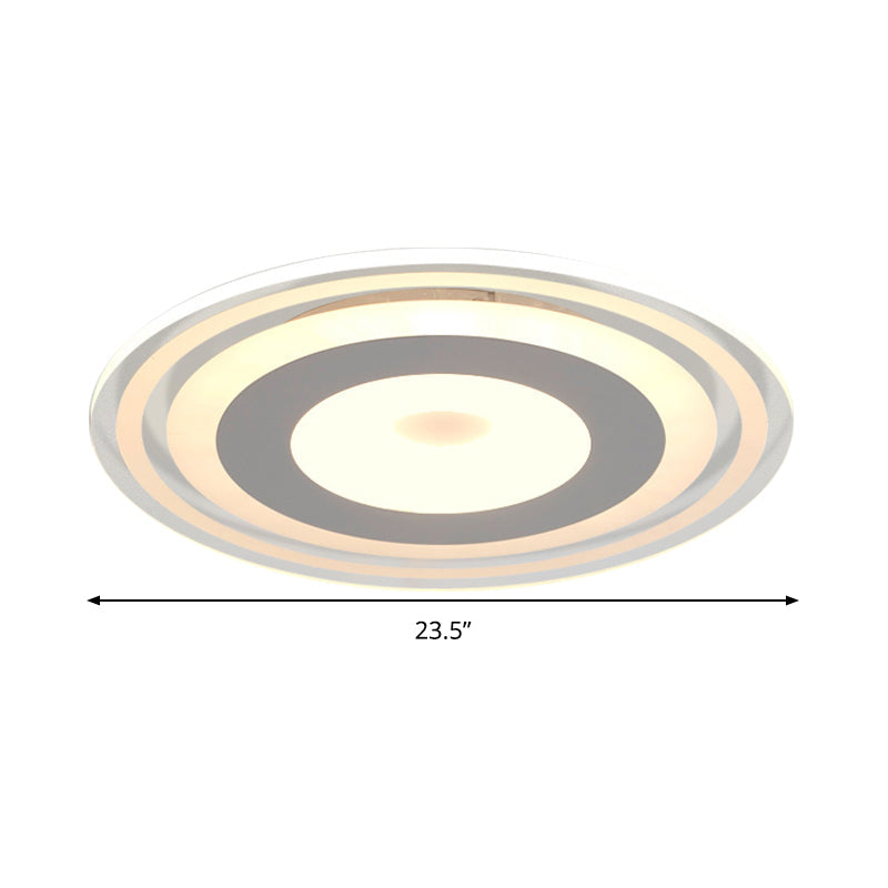 Simple Style Led Flush Mount Fixture In White With Acrylic Shade Circle Design 3 Color Light Options