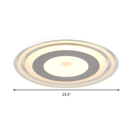 Simple Style Led Flush Mount Fixture In White With Acrylic Shade Circle Design 3 Color Light Options