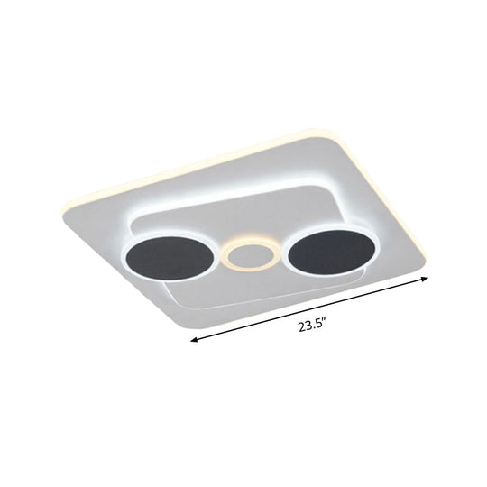 Minimalist Acrylic Geometric Ceiling Lamp - White/Gray Led Flush Mount Light For Bedroom