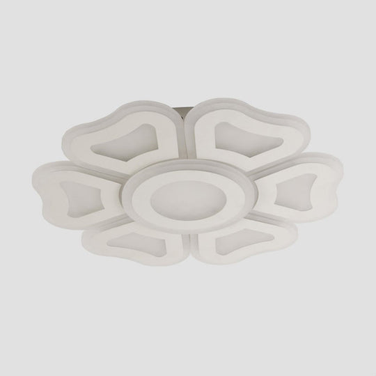 Flower Bedroom Led Ceiling Light Fixture In Modern White Acrylic Flush Design