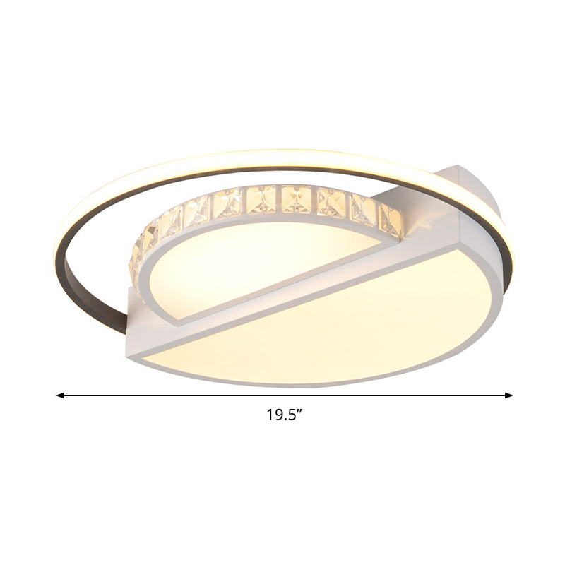 Contemporary Metal Led Flush Mount Ceiling Light For Bedroom - White