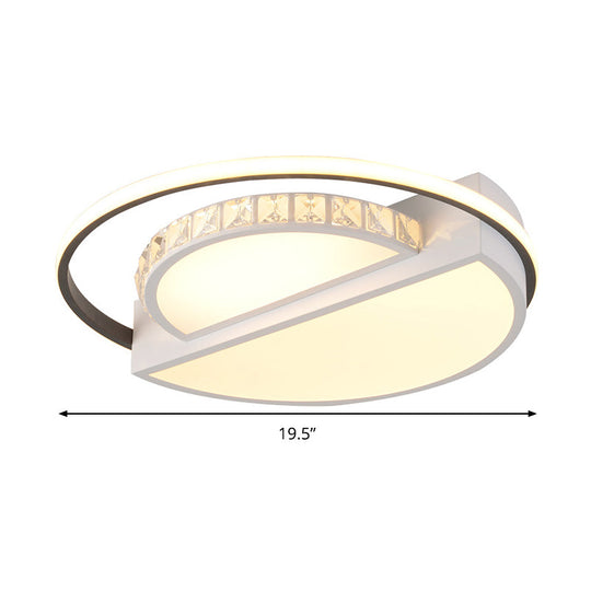 Contemporary Metal Led Flush Mount Ceiling Light For Bedroom - White