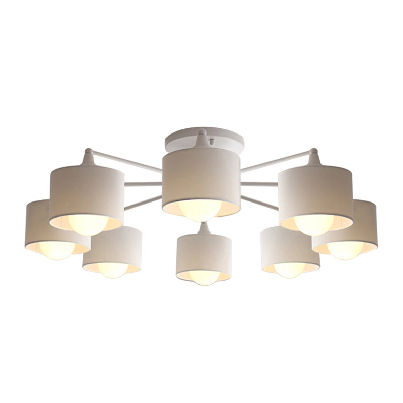 Sleek 8 - Light Fabric Sputnik Pendant Chandelier For Living Room - Minimalist Design