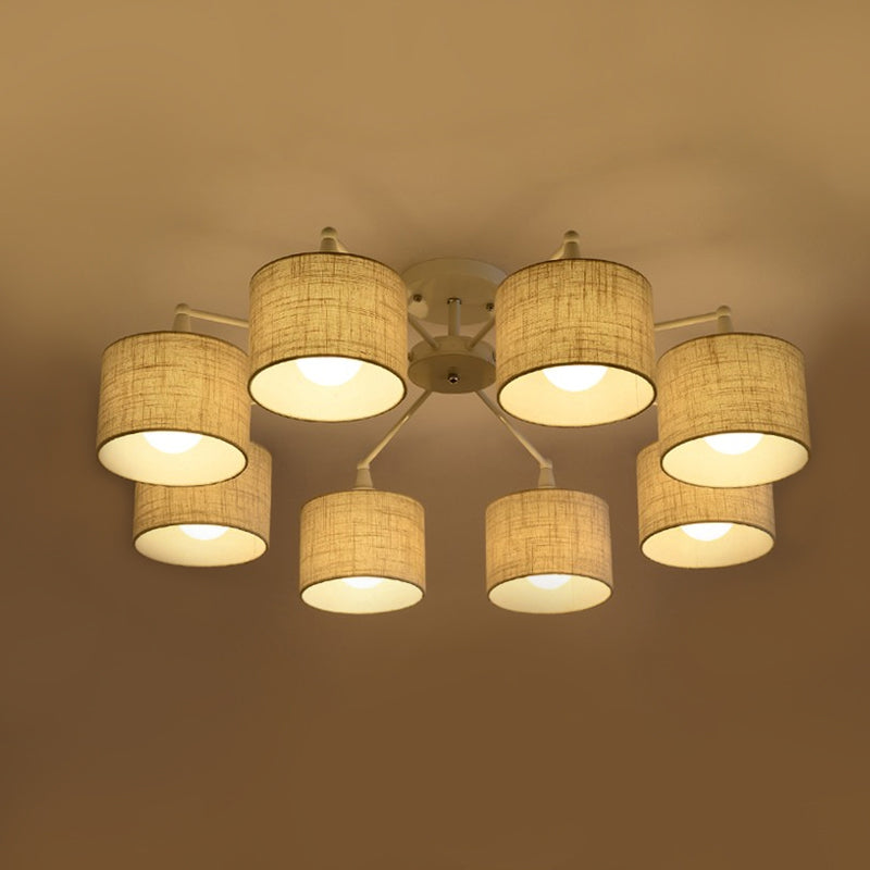 Sleek 8 - Light Fabric Sputnik Pendant Chandelier For Living Room - Minimalist Design