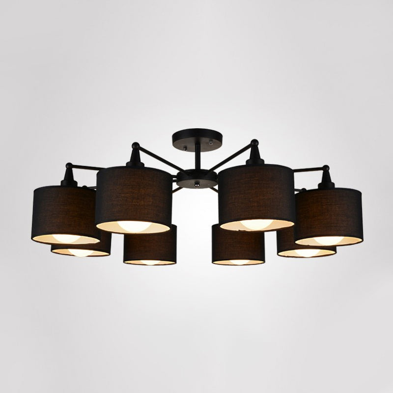 Sleek 8 - Light Fabric Sputnik Pendant Chandelier For Living Room - Minimalist Design