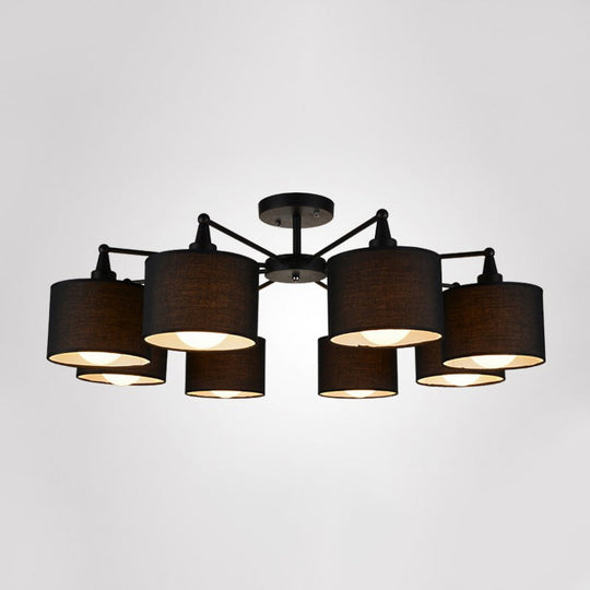 Sleek 8 - Light Fabric Sputnik Pendant Chandelier For Living Room - Minimalist Design