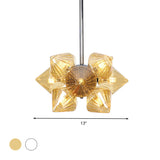Vintage Ribbed Glass Ceiling Lamp With Prism Semi Flush Design - Black/Chrome Finish 9/12 Lights For