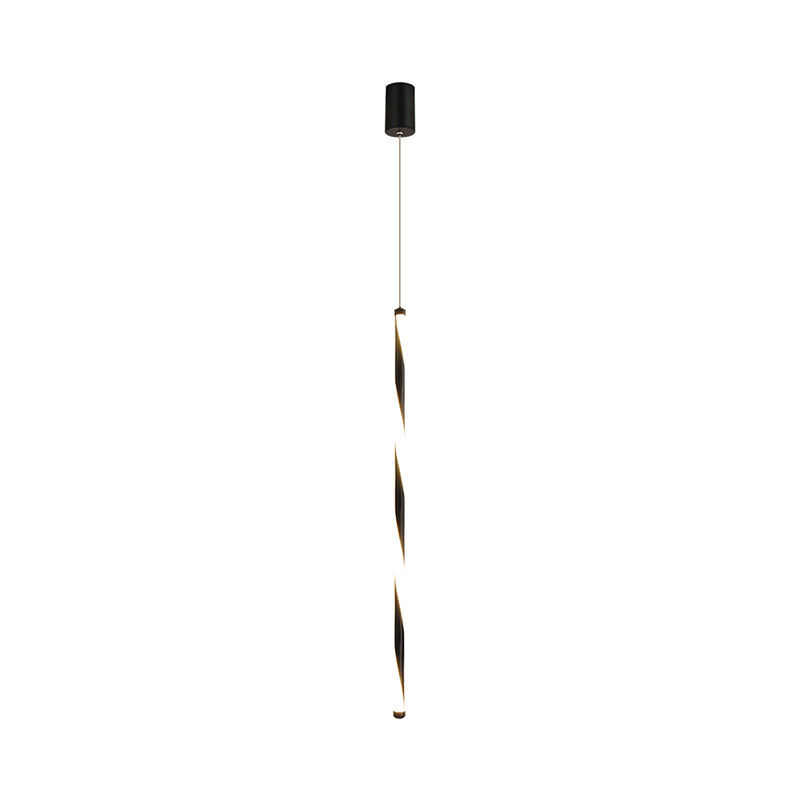 Modern Metal Tube Pendant Light - Black Led Changing For Bedroom In Warm/White
