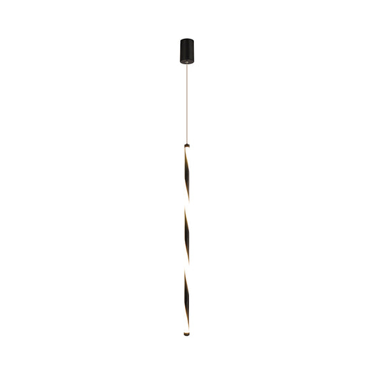 Modern Metal Tube Pendant Light Fixture - Black Led Changing For Bedroom In Warm/White