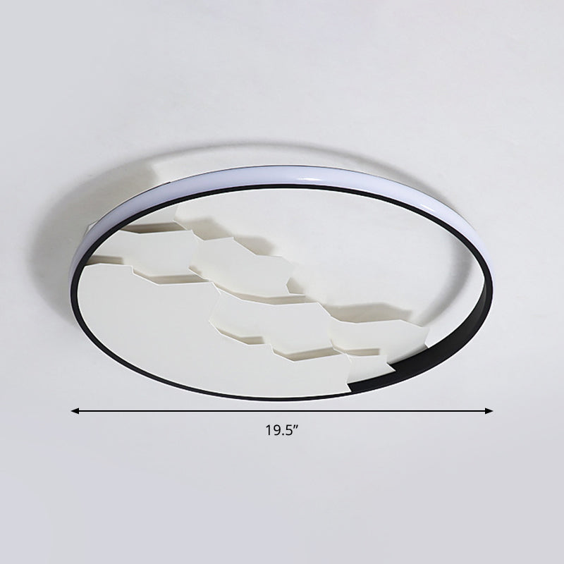 16.5/19.5 Wide Black Circle Led Flush Ceiling Light In Warm/White/Natural Shining Modern Acrylic