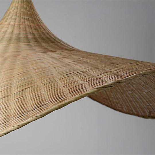 Bamboo Contemporary Suspension Pendant - 16’/19.5’ W 1-Light Indoor Hanging Lamp In Beige