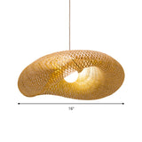 Contemporary Bamboo Pendant Lighting - 1 Light Hanging Lamp In Beige 16/19.5/23.5 Width