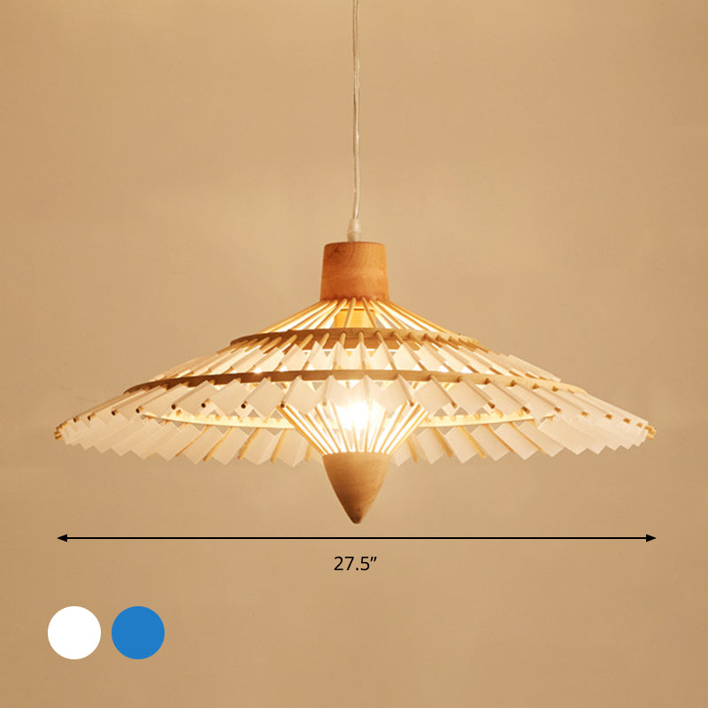 Asia Bamboo Ceiling Light Pendant - 19.5’ / 23.5’ 27.5’ White/Blue