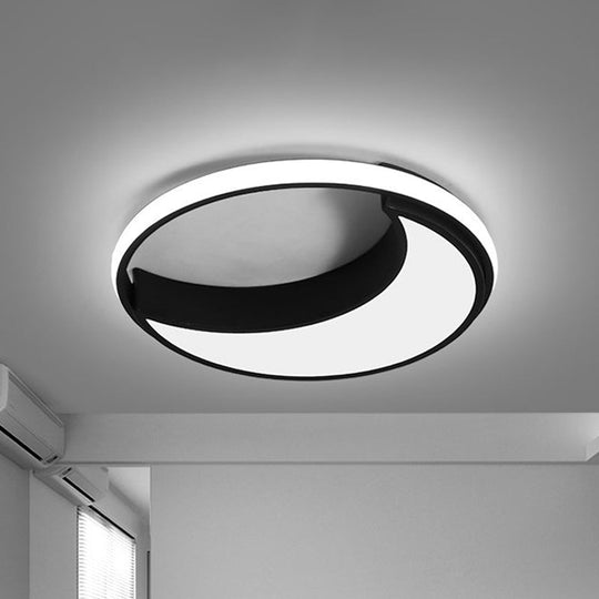 Moon Ceiling Light: Minimalist Metal Led Flush Mount Choose White/Warm Natural Light 16.5/19.5 Width