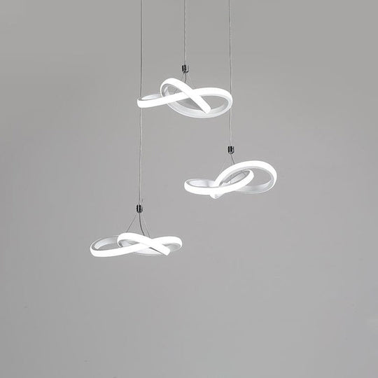 Contemporary Led Pendant Chandelier: Seamless Metal Suspension Light In Warm/White