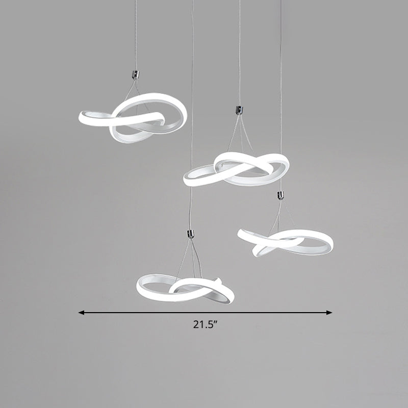 White Led Acrylic Ceiling Chandelier - Seamless Curve Design With Warm/White Light
