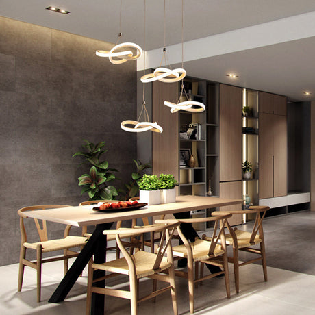 Sleek Acrylic Curve Led Chandelier Light - Seamless Hang Ceiling Lamp Simple White Design Warm/White