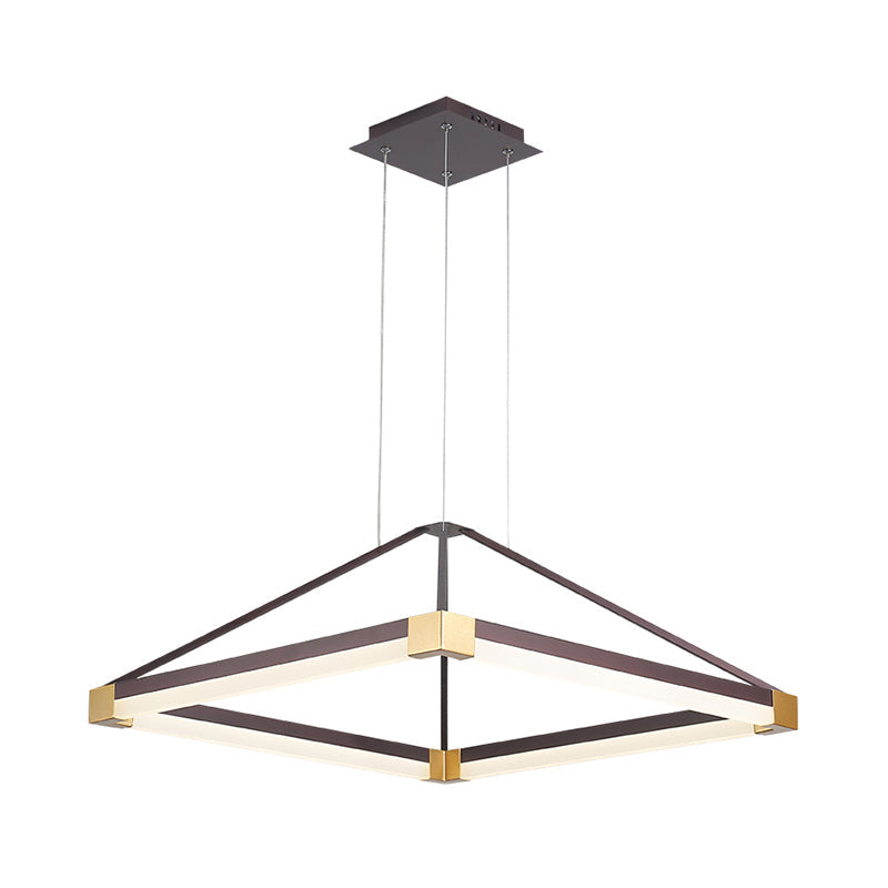 Modern Metal Rhombus Pendant Light Fixture White/Coffee Led Chandelier In Warm/White -