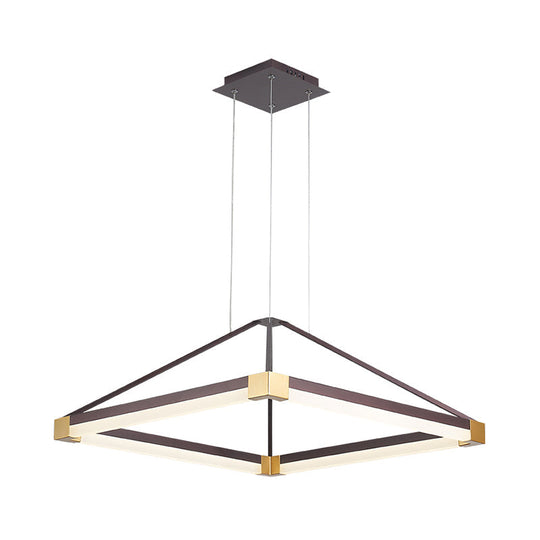 Modern Metal Rhombus Pendant Light Fixture White/Coffee Led Chandelier In Warm/White -