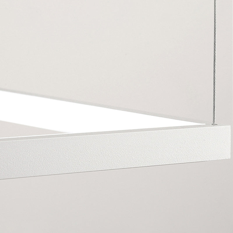 Minimalist Metal Led Hanging Lamp Kit - Rectangle Shape White 23.5’/31.5’/38’ Wide