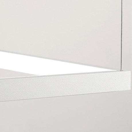 Minimalist Metal Led Hanging Lamp Kit - Rectangle Shape White 23.5’/31.5’/38’ Wide